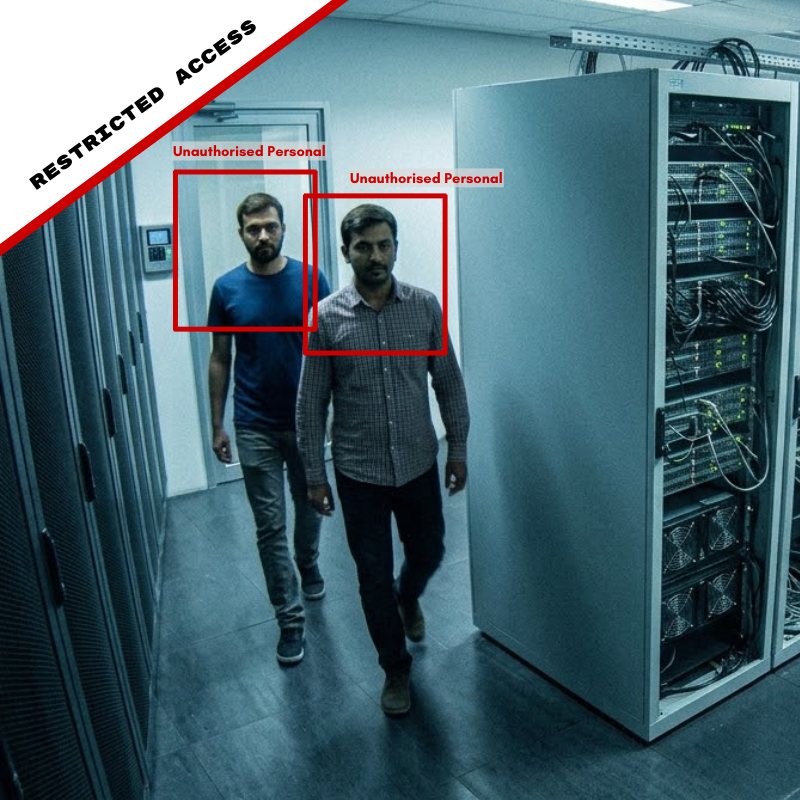 Unauthorised personnel detected in a server room
